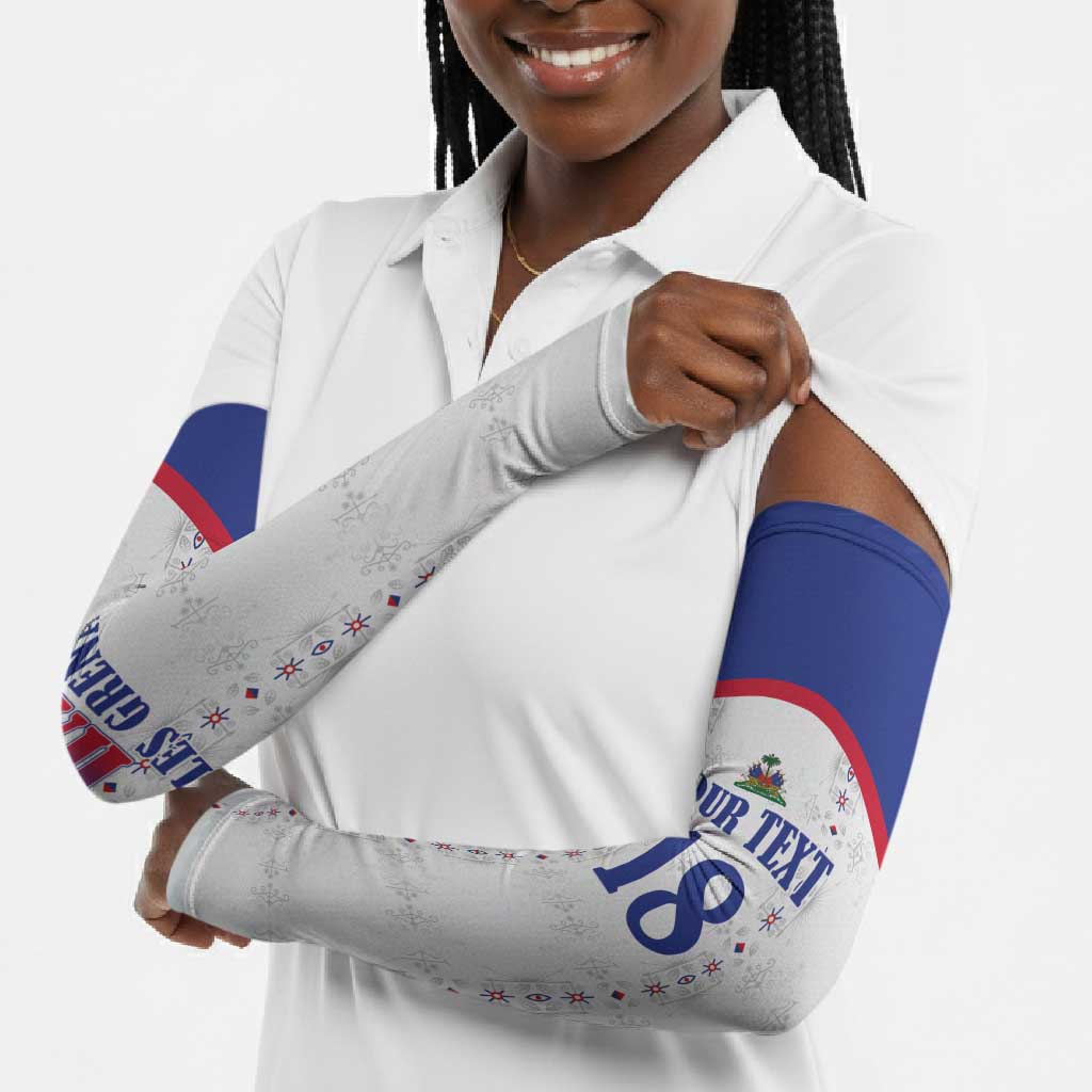 Custom Afro-Haitians Football Pride Arm Sleeves Les Grenadiers Veve Vodou White Version