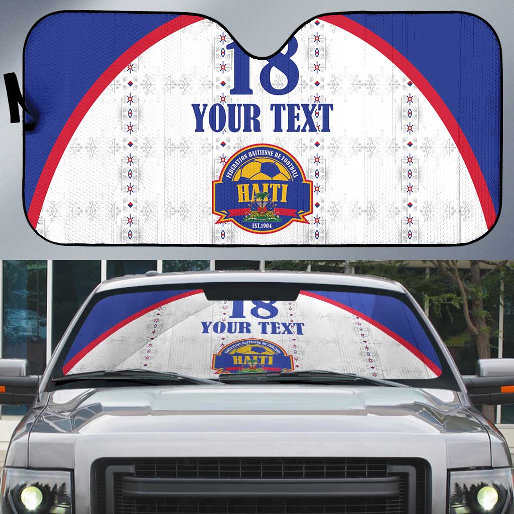 Custom Afro-Haitians Football Pride Auto Sun Shade Les Grenadiers Veve Vodou White Version