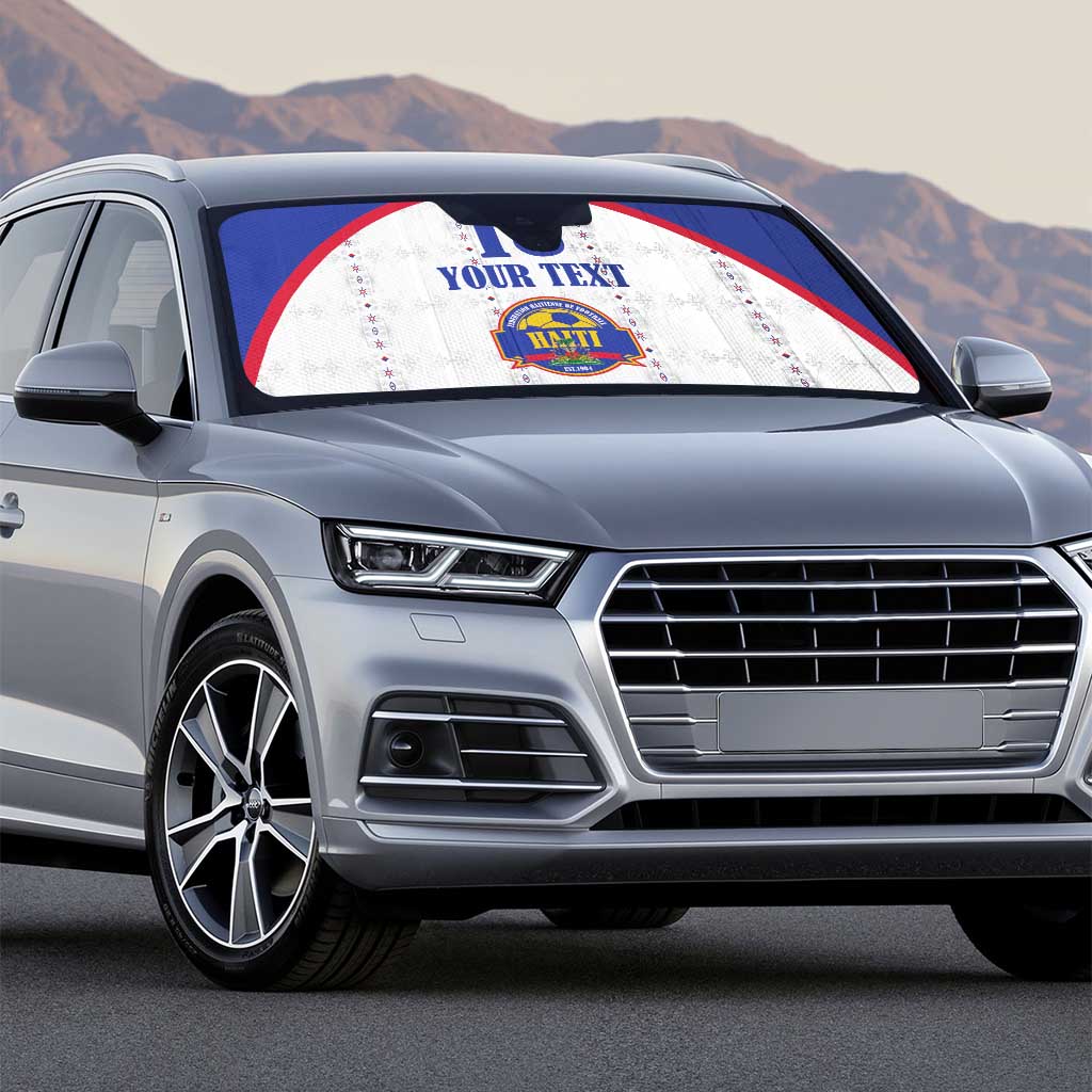 Custom Afro-Haitians Football Pride Auto Sun Shade Les Grenadiers Veve Vodou White Version