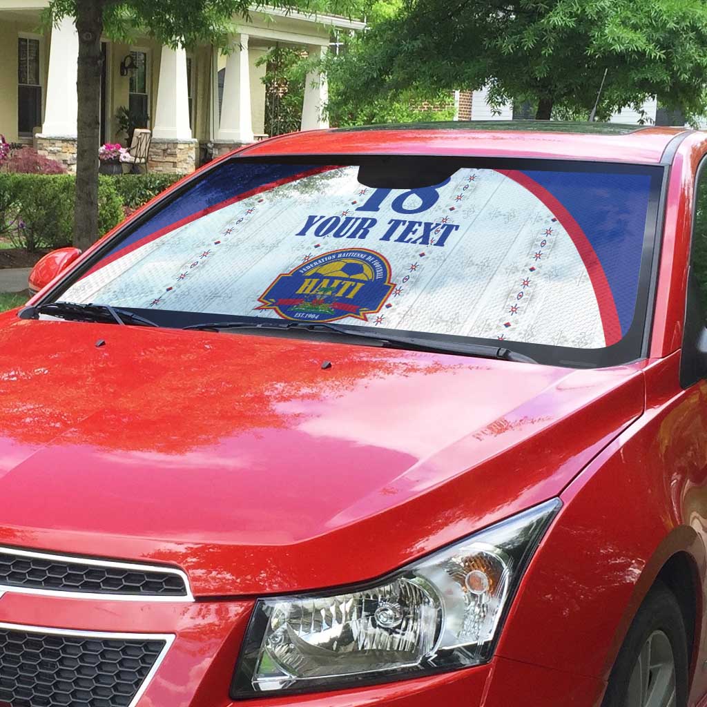 Custom Afro-Haitians Football Pride Auto Sun Shade Les Grenadiers Veve Vodou White Version