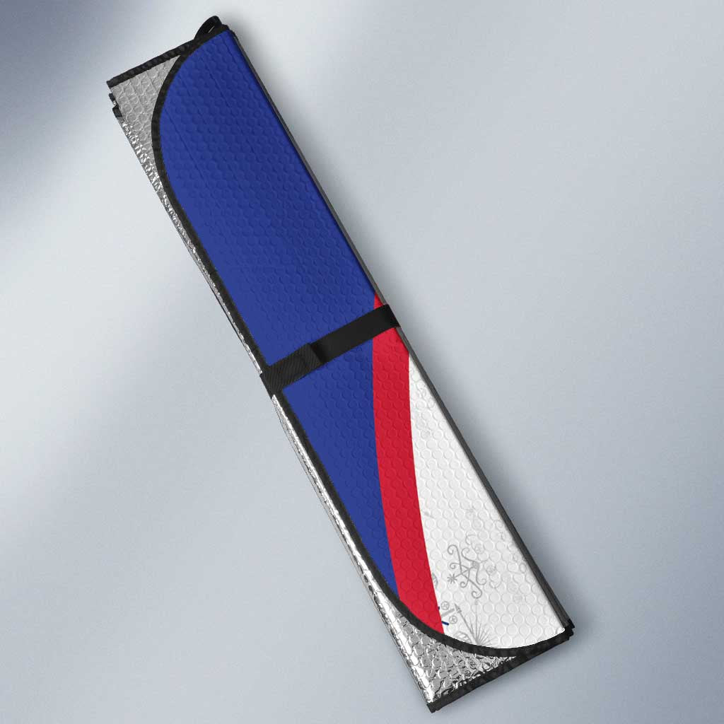 Custom Afro-Haitians Football Pride Auto Sun Shade Les Grenadiers Veve Vodou White Version
