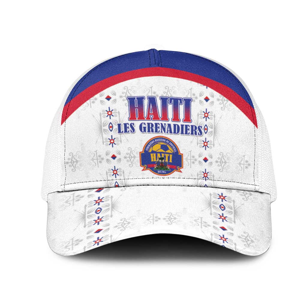 Afro-Haitians Football Pride Baseball Net Cap Les Grenadiers Veve Vodou White Version - African Pride