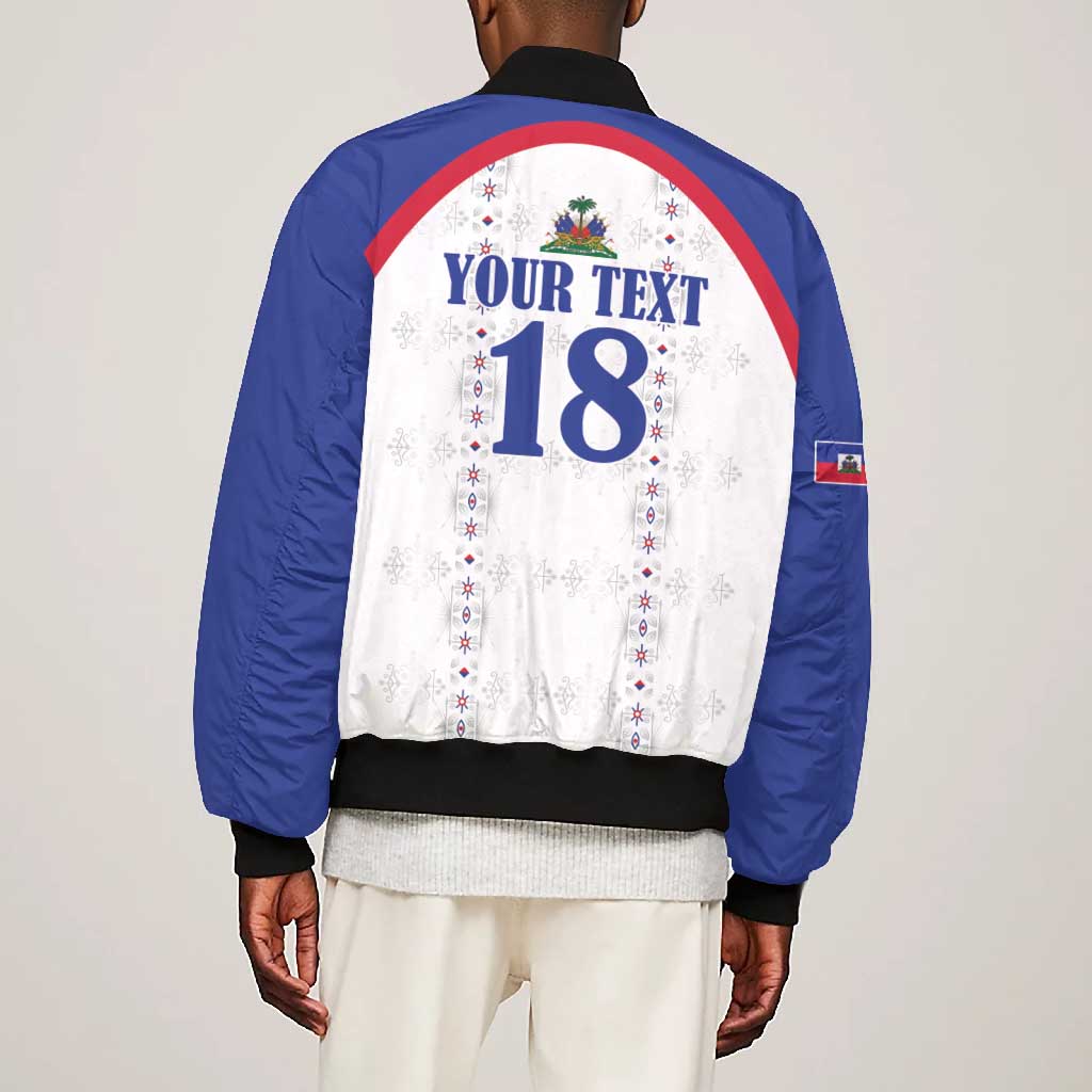 Custom Afro-Haitians Football Pride Bomber Jacket Les Grenadiers Veve Vodou White Version - African Pride