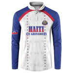 Custom Afro-Haitians Football Pride Button Sweatshirt Les Grenadiers Veve Vodou White Version
