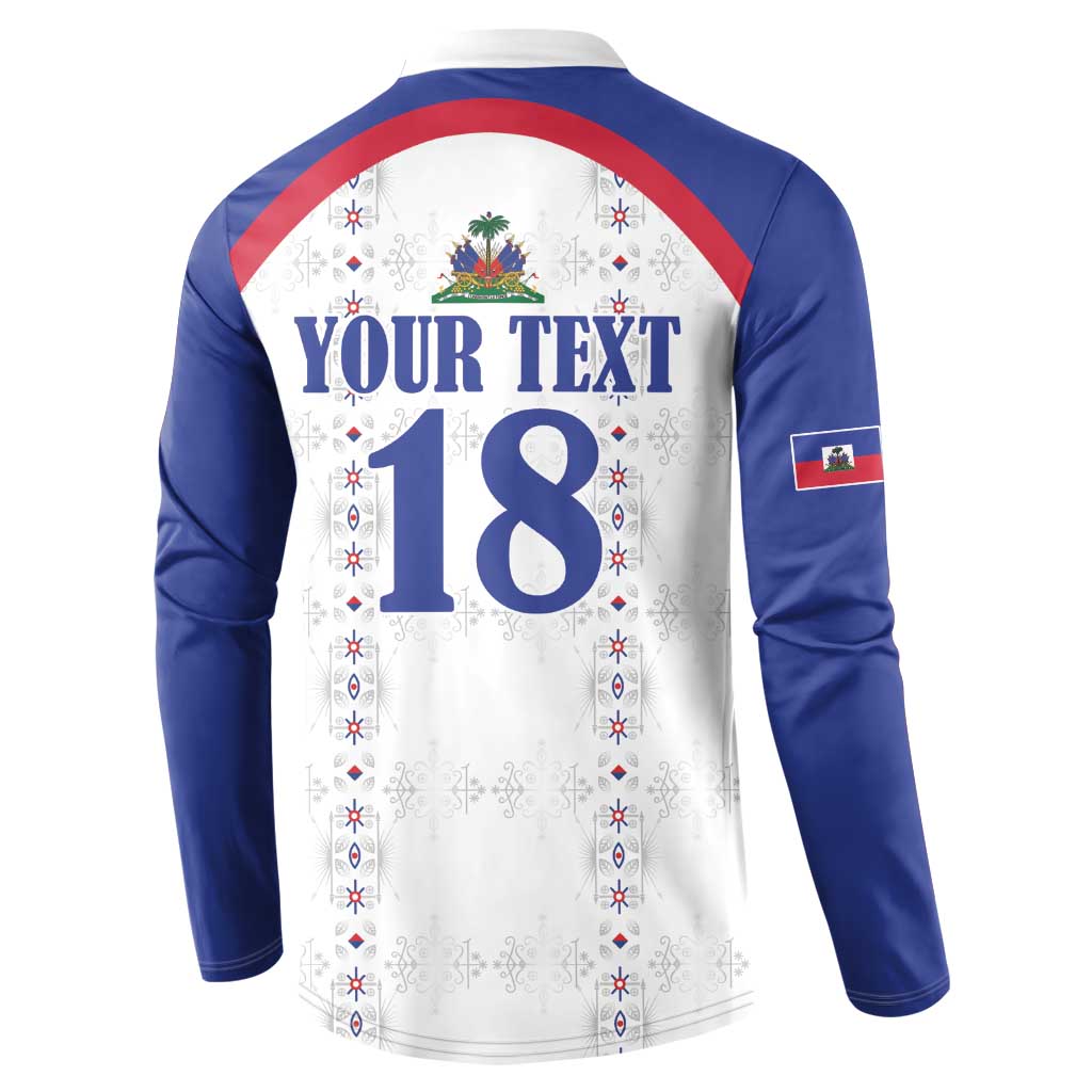 Custom Afro-Haitians Football Pride Button Sweatshirt Les Grenadiers Veve Vodou White Version