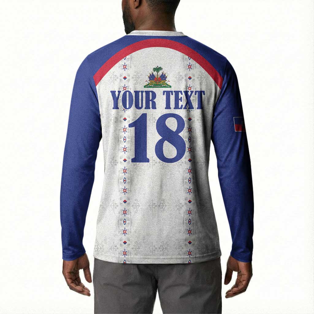 Custom Afro-Haitians Football Pride Button Sweatshirt Les Grenadiers Veve Vodou White Version
