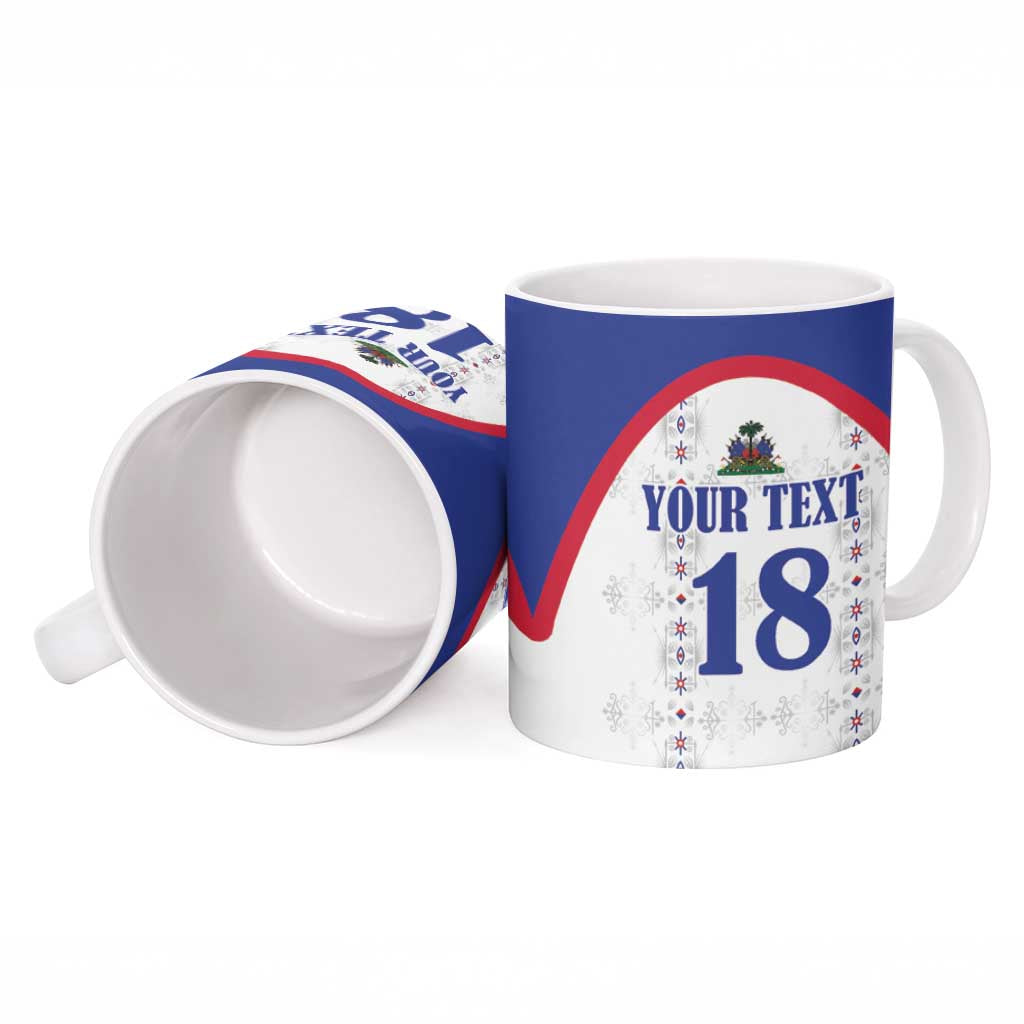 Custom Afro-Haitians Football Pride Ceramic Mug Les Grenadiers Veve Vodou White Version