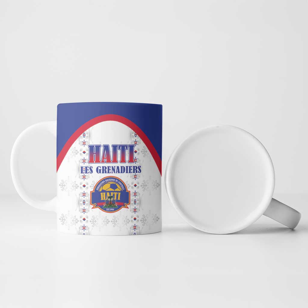Custom Afro-Haitians Football Pride Ceramic Mug Les Grenadiers Veve Vodou White Version