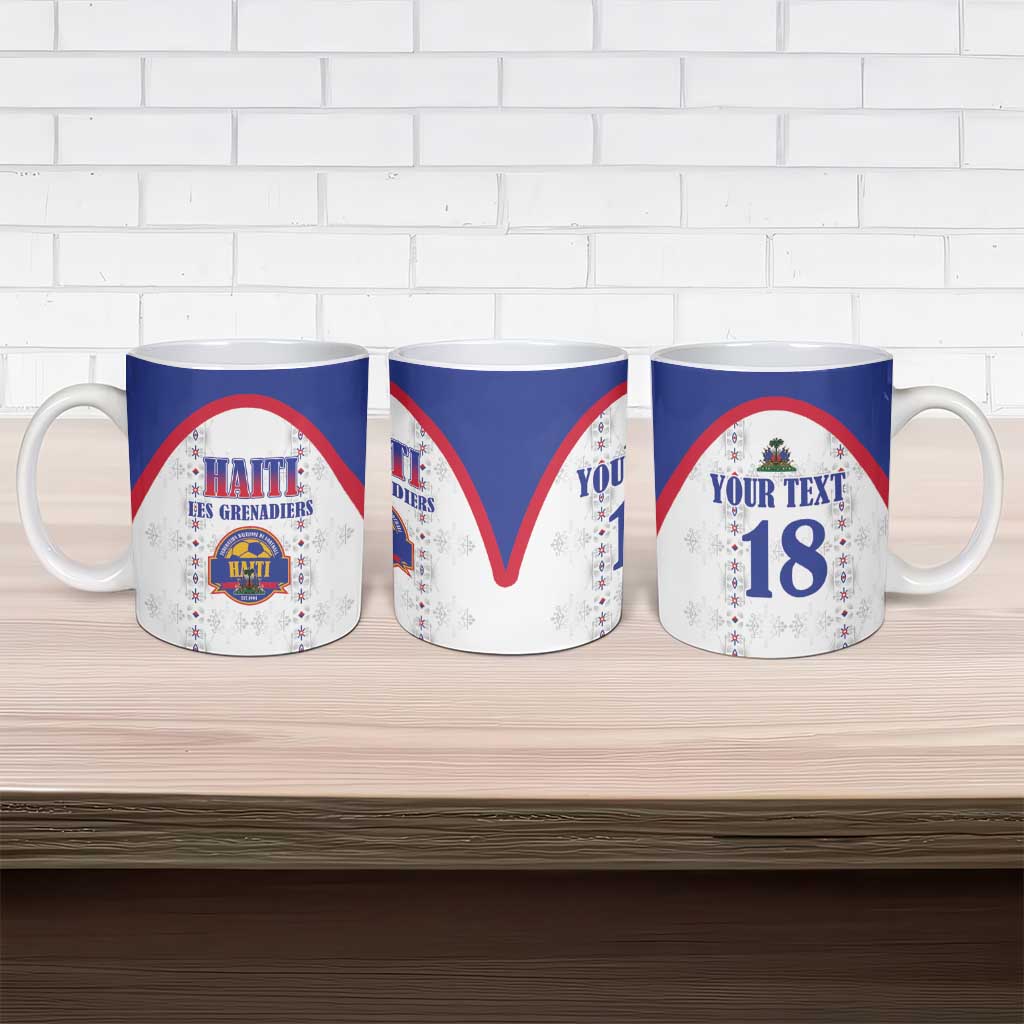 Custom Afro-Haitians Football Pride Ceramic Mug Les Grenadiers Veve Vodou White Version