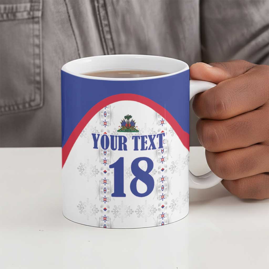 Custom Afro-Haitians Football Pride Ceramic Mug Les Grenadiers Veve Vodou White Version