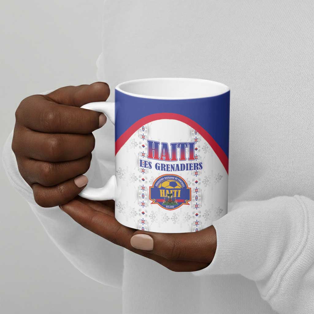 Custom Afro-Haitians Football Pride Ceramic Mug Les Grenadiers Veve Vodou White Version