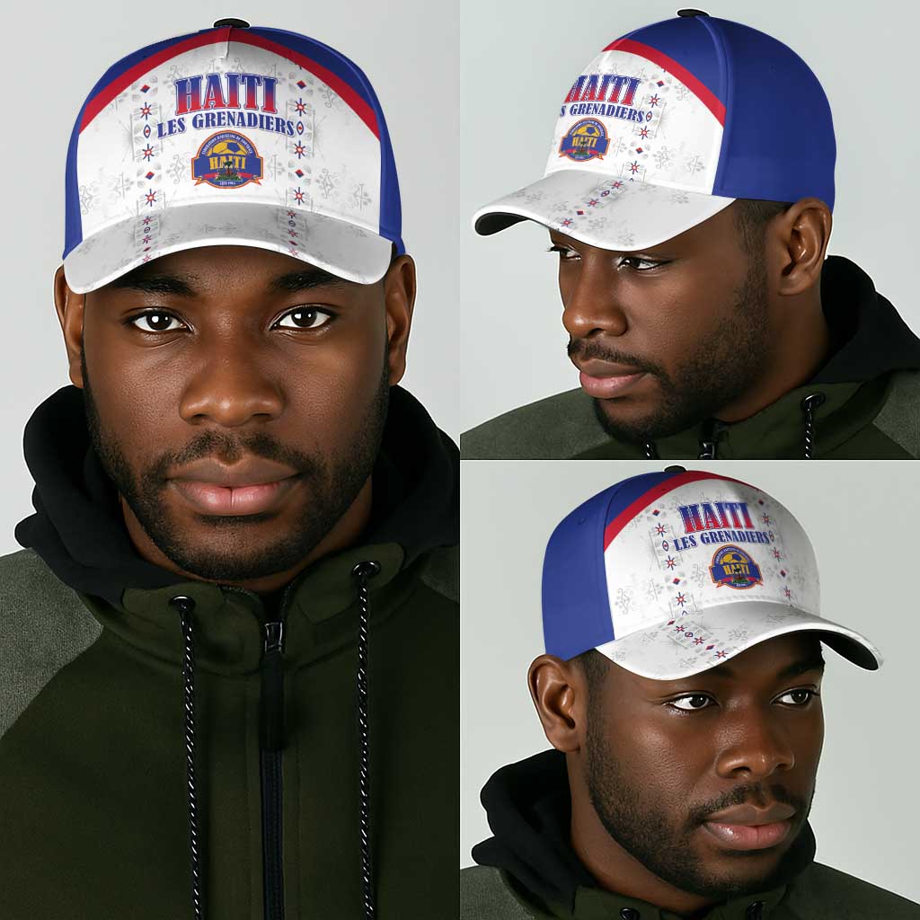 Afro-Haitians Football Pride Classic Cap Les Grenadiers Veve Vodou White Version - African Pride