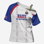 Custom Afro-Haitians Football Pride Cross Shoulder Shirt Les Grenadiers Veve Vodou White Version