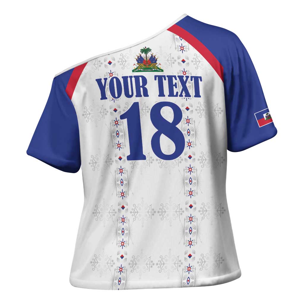 Custom Afro-Haitians Football Pride Cross Shoulder Shirt Les Grenadiers Veve Vodou White Version