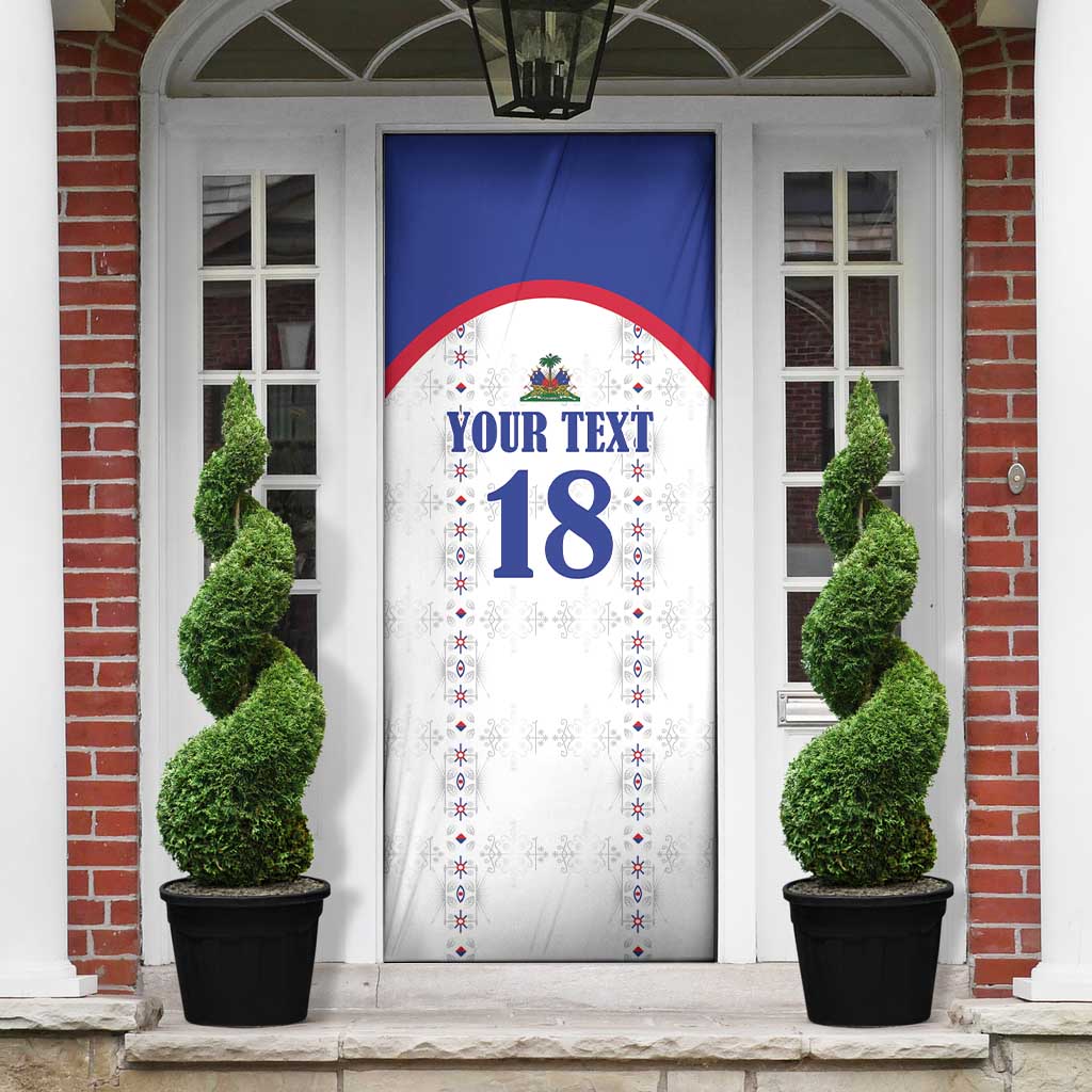 Custom Afro-Haitians Football Pride Door Cover Les Grenadiers Veve Vodou White Version