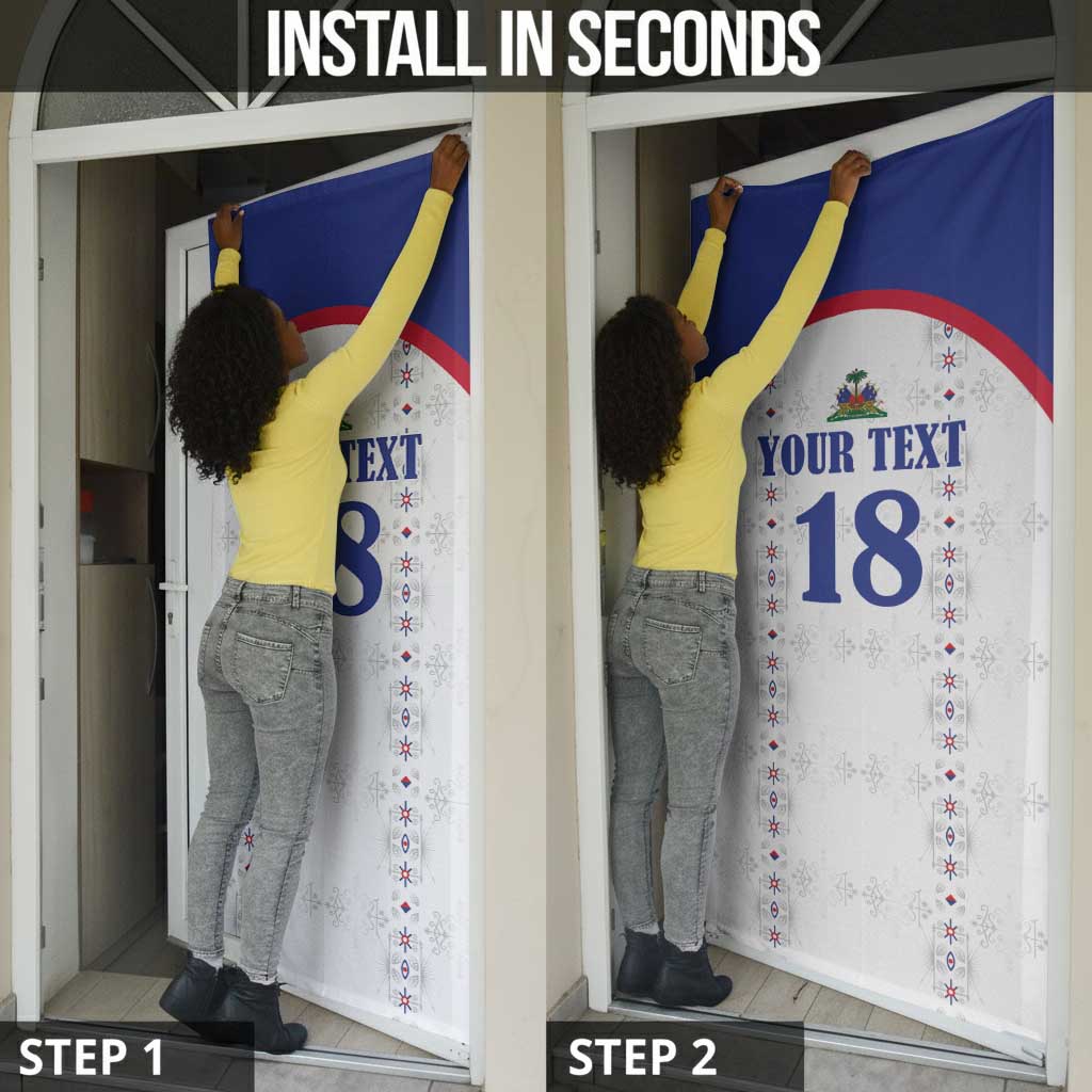 Custom Afro-Haitians Football Pride Door Cover Les Grenadiers Veve Vodou White Version