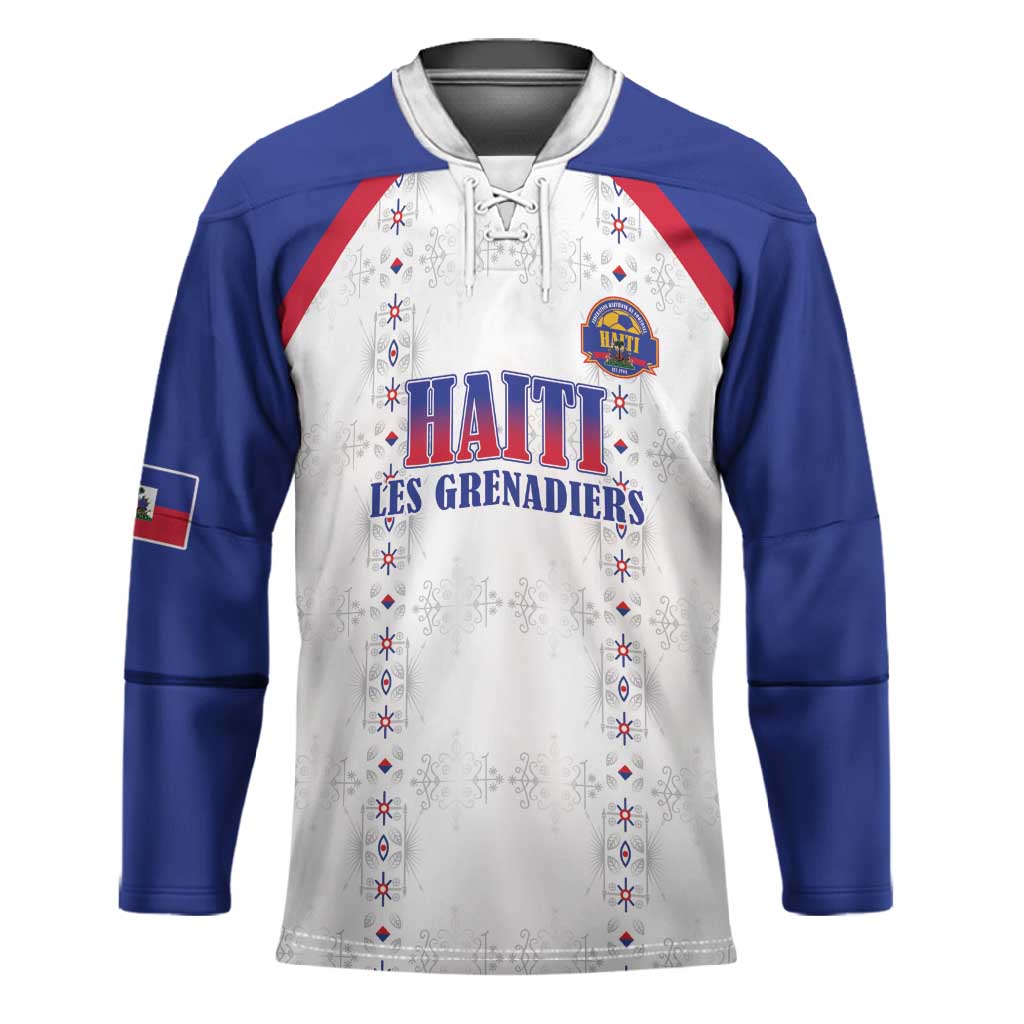 Custom Afro-Haitians Football Pride Hockey Jersey Les Grenadiers Veve Vodou White Version