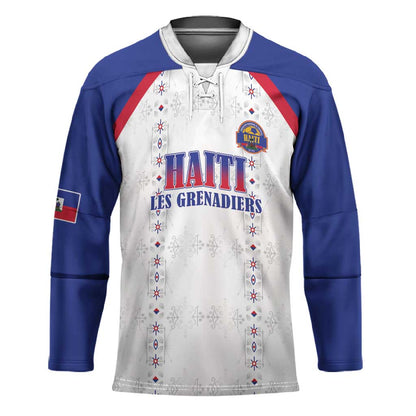 Custom Afro-Haitians Football Pride Hockey Jersey Les Grenadiers Veve Vodou White Version