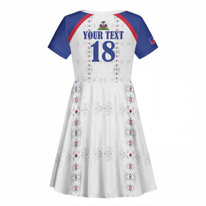 Custom Afro-Haitians Football Pride Kid Short Sleeve Dress Les Grenadiers Veve Vodou White Version LT18