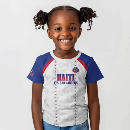 Custom Afro-Haitians Football Pride Kid T shirt Les Grenadiers Veve Vodou White Version LT18