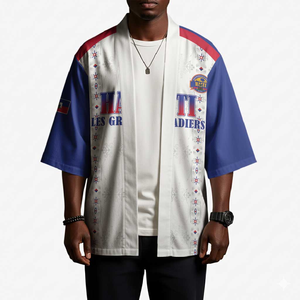 Custom Afro-Haitians Football Pride Kimono Les Grenadiers Veve Vodou White Version