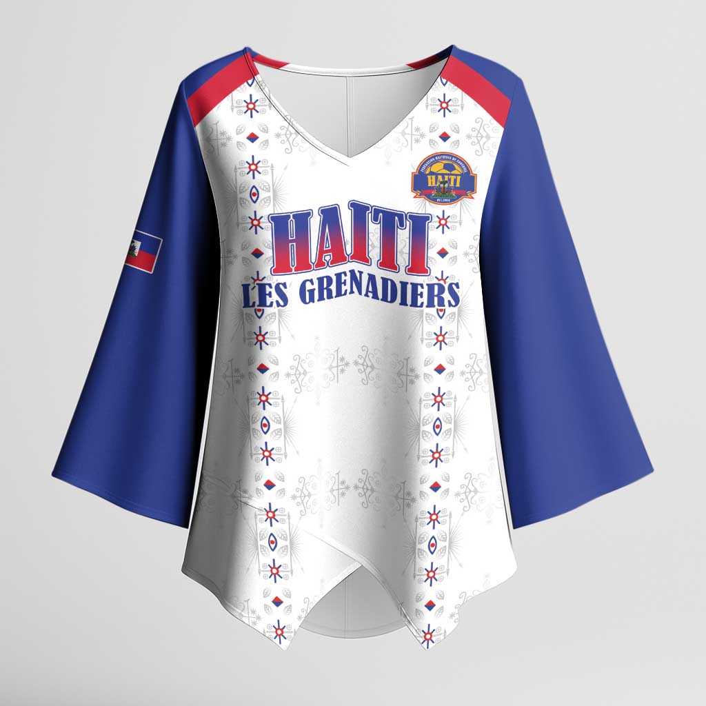 Custom Afro-Haitians Football Pride Kimono Sleeve Blouse Les Grenadiers Veve Vodou White Version