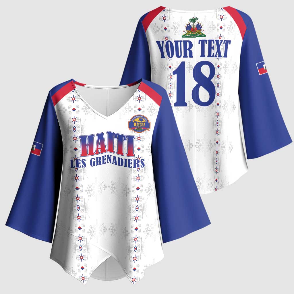 Custom Afro-Haitians Football Pride Kimono Sleeve Blouse Les Grenadiers Veve Vodou White Version