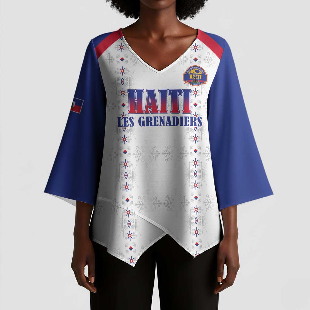 Custom Afro-Haitians Football Pride Kimono Sleeve Blouse Les Grenadiers Veve Vodou White Version