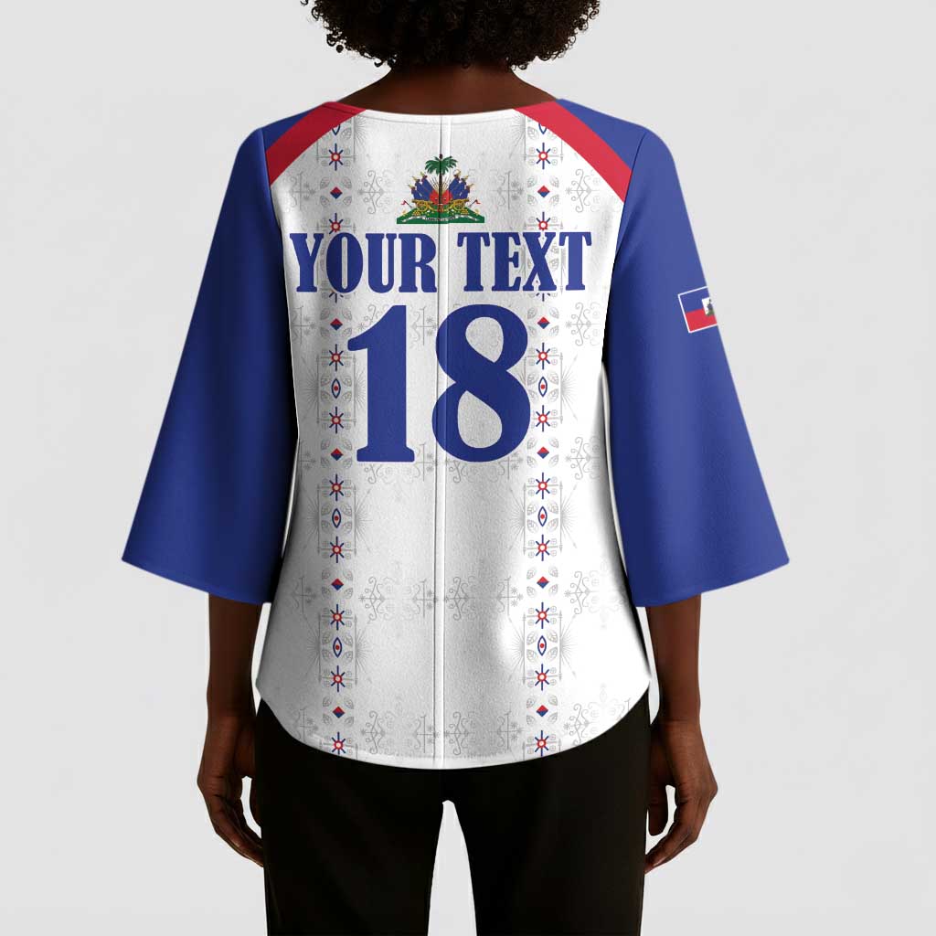 Custom Afro-Haitians Football Pride Kimono Sleeve Blouse Les Grenadiers Veve Vodou White Version