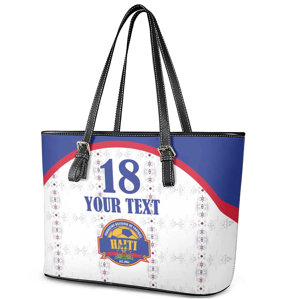 Custom Afro-Haitians Football Pride Leather Tote Bag Les Grenadiers Veve Vodou White Version - African Pride