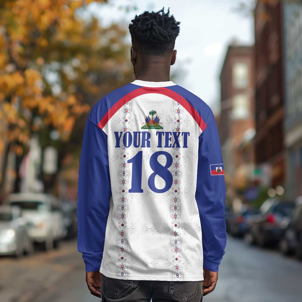 Custom Afro-Haitians Football Pride Long Sleeve Shirt Les Grenadiers Veve Vodou White Version - African Pride