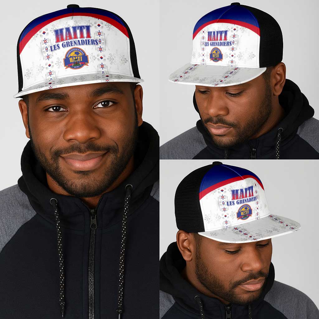 Afro-Haitians Football Pride Mesh Trucker Cap Les Grenadiers Veve Vodou White Version - African Pride