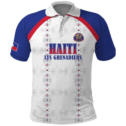 Custom Afro-Haitians Football Pride Polo Shirt Les Grenadiers Veve Vodou White Version LT18