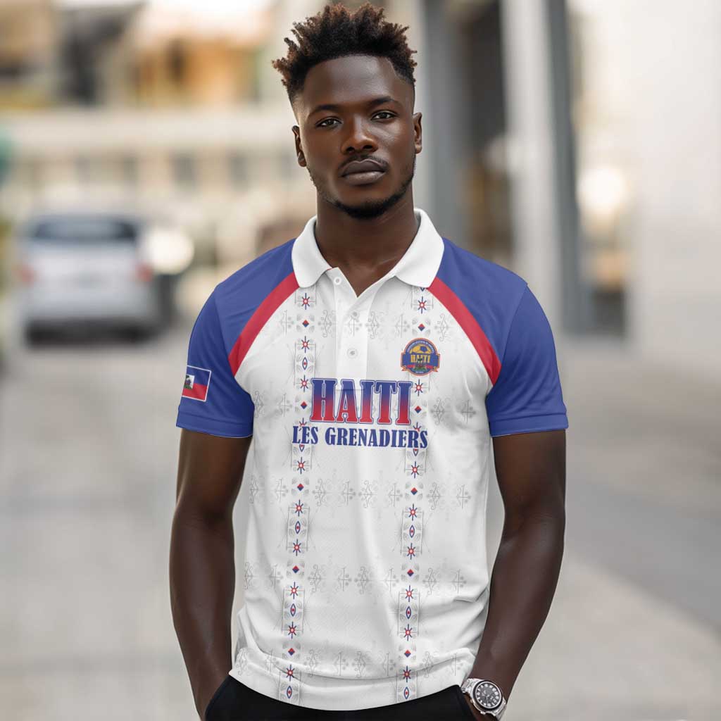 Custom Afro-Haitians Football Pride Polo Shirt Les Grenadiers Veve Vodou White Version LT18