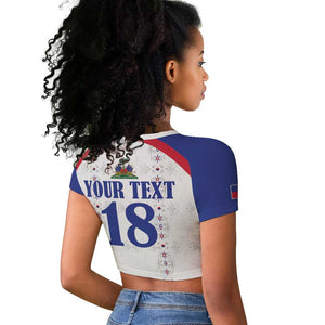 Custom Afro-Haitians Football Pride Raglan Cropped T shirt Les Grenadiers Veve Vodou White Version LT18