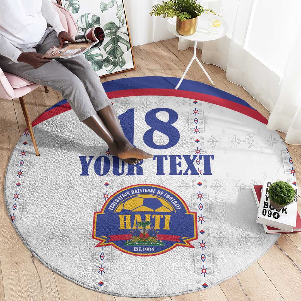 Custom Afro-Haitians Football Pride Round Carpet Les Grenadiers Veve Vodou White Version - African Pride
