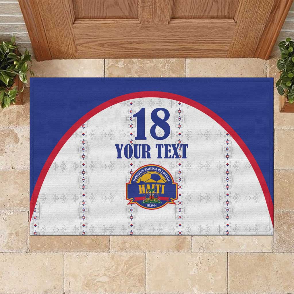 Custom Afro-Haitians Football Pride Rubber Doormat Les Grenadiers Veve Vodou White Version - African Pride