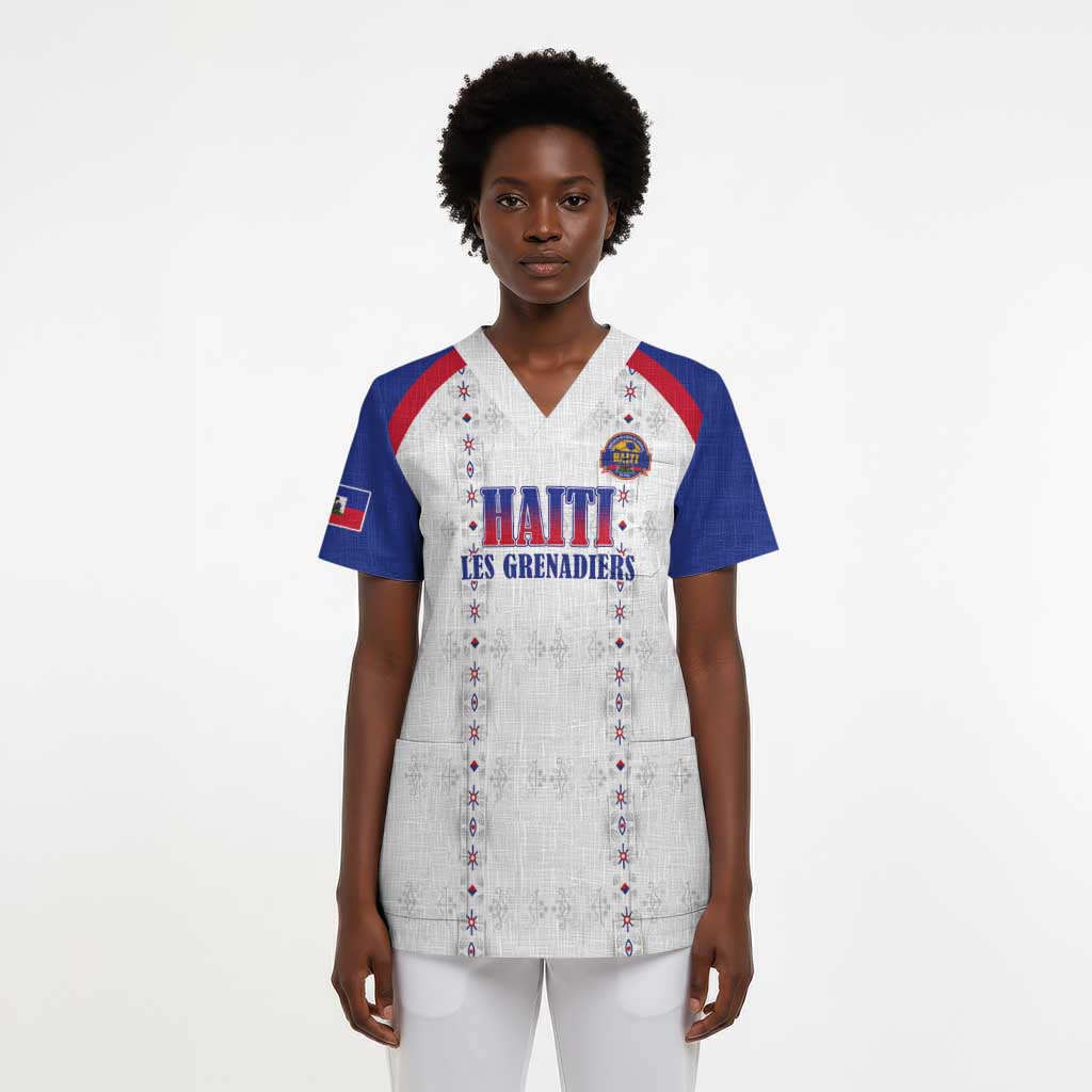 Custom Afro-Haitians Football Pride Scrub Top Les Grenadiers Veve Vodou White Version - African Pride