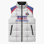 Custom Afro-Haitians Football Pride Sleeveless Puffer Jacket Les Grenadiers Veve Vodou White Version