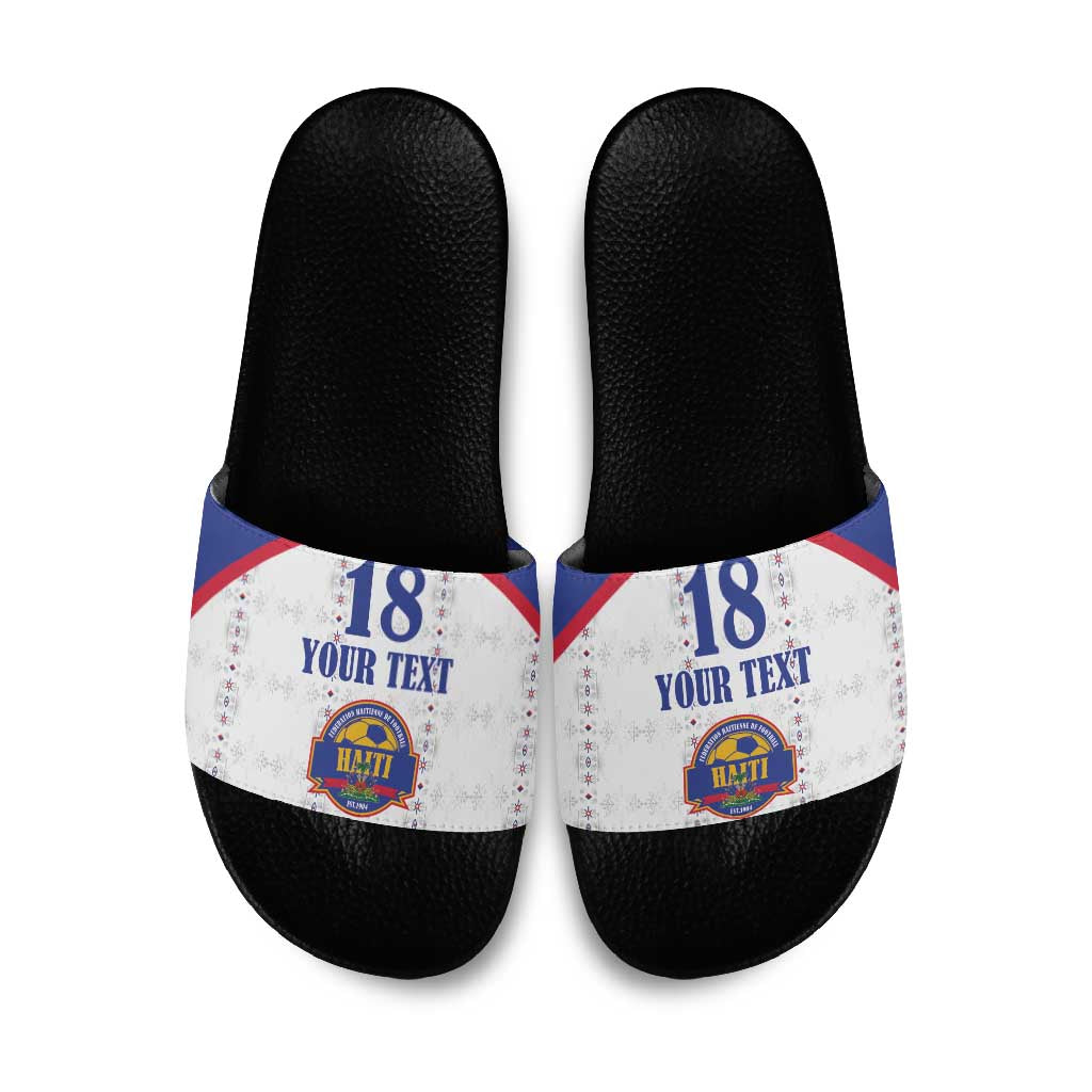 Custom Afro-Haitians Football Pride Slide Sandals Les Grenadiers Veve Vodou White Version