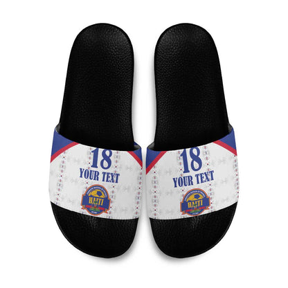 Custom Afro-Haitians Football Pride Slide Sandals Les Grenadiers Veve Vodou White Version