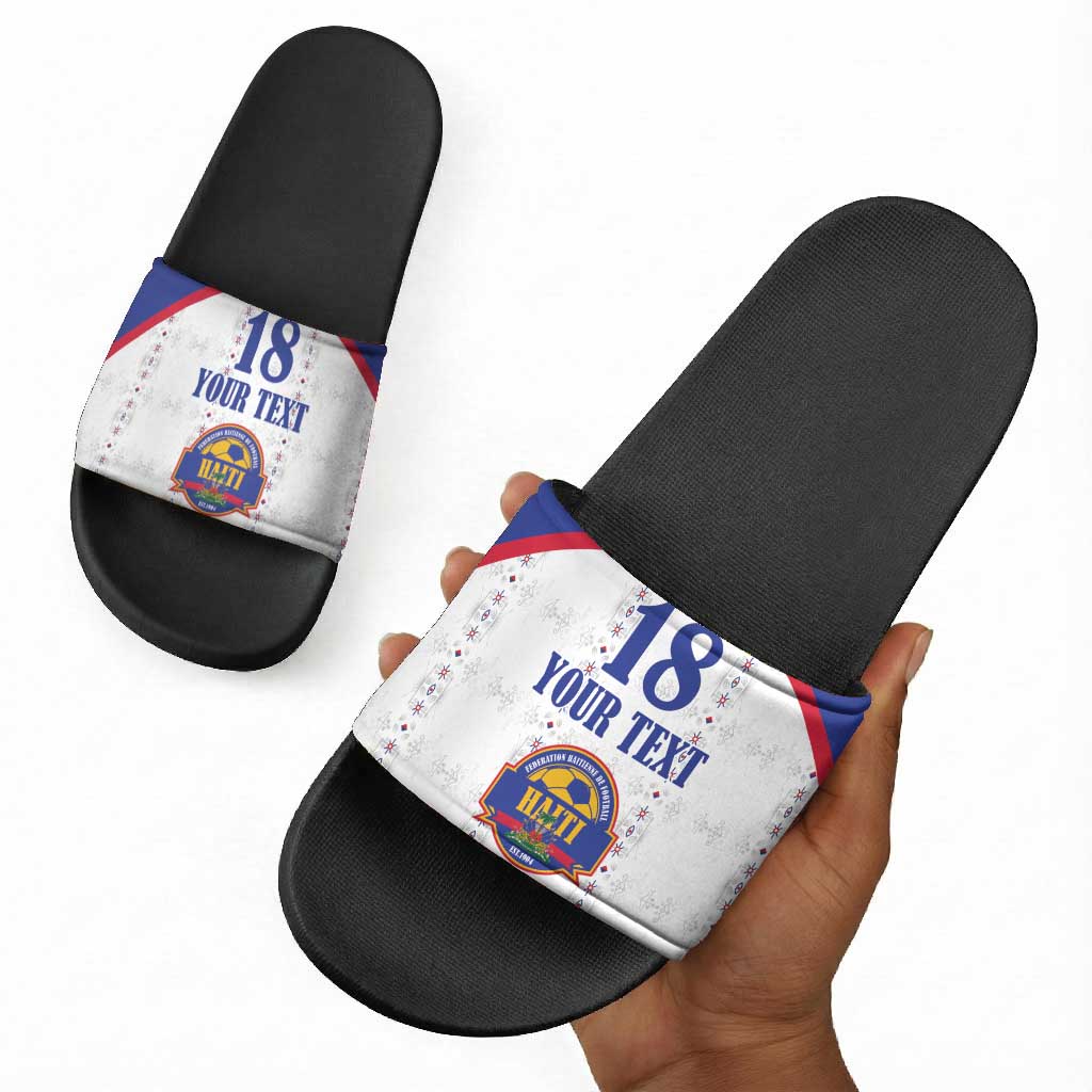 Custom Afro-Haitians Football Pride Slide Sandals Les Grenadiers Veve Vodou White Version