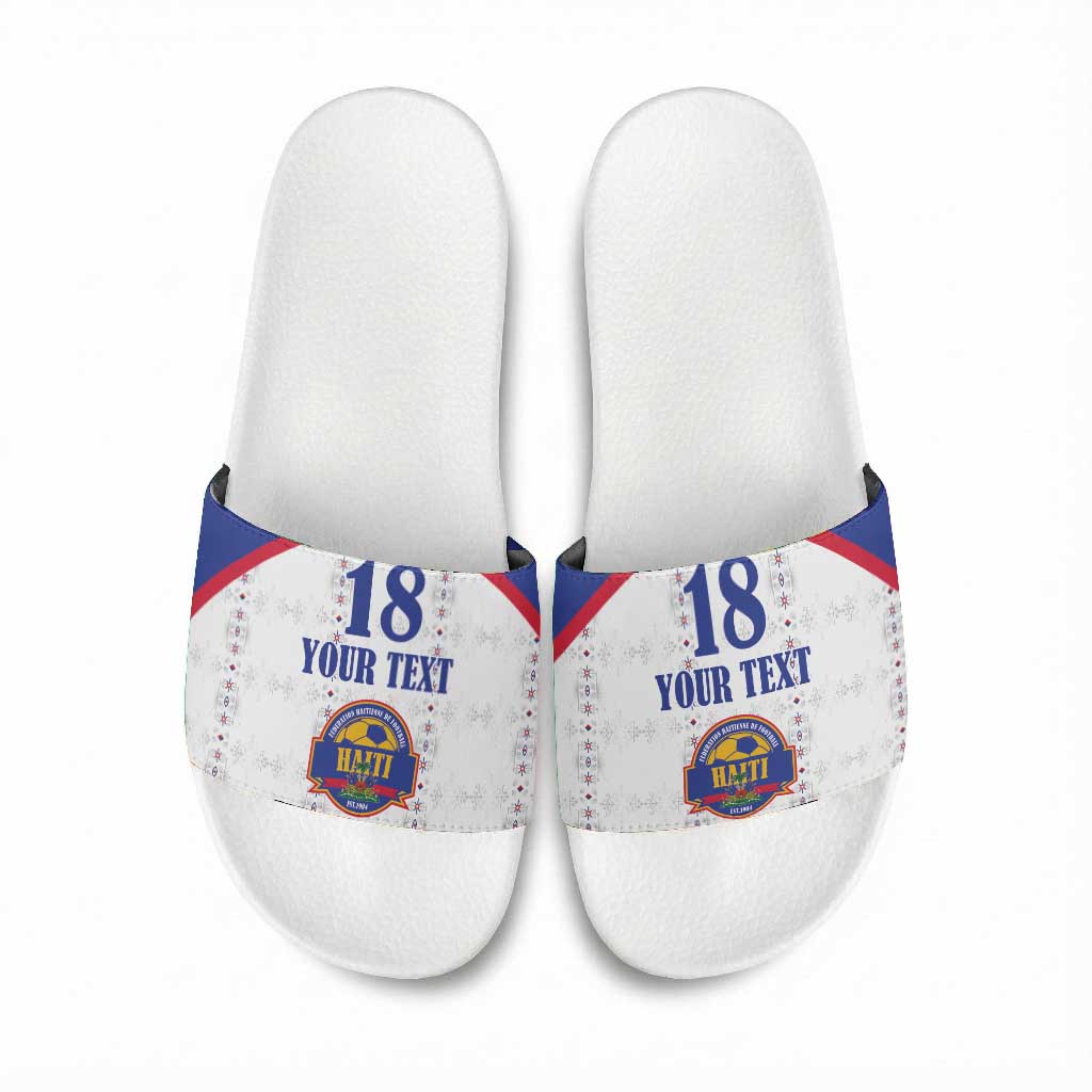 Custom Afro-Haitians Football Pride Slide Sandals Les Grenadiers Veve Vodou White Version