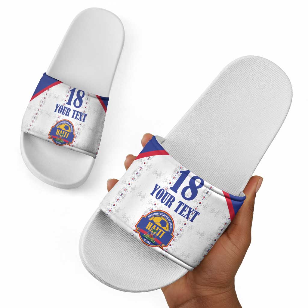 Custom Afro-Haitians Football Pride Slide Sandals Les Grenadiers Veve Vodou White Version