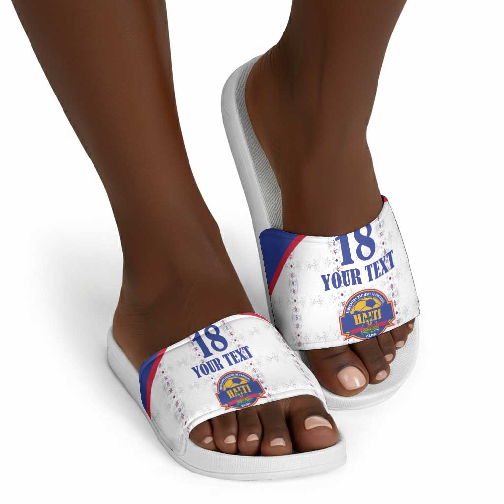 Custom Afro-Haitians Football Pride Slide Sandals Les Grenadiers Veve Vodou White Version