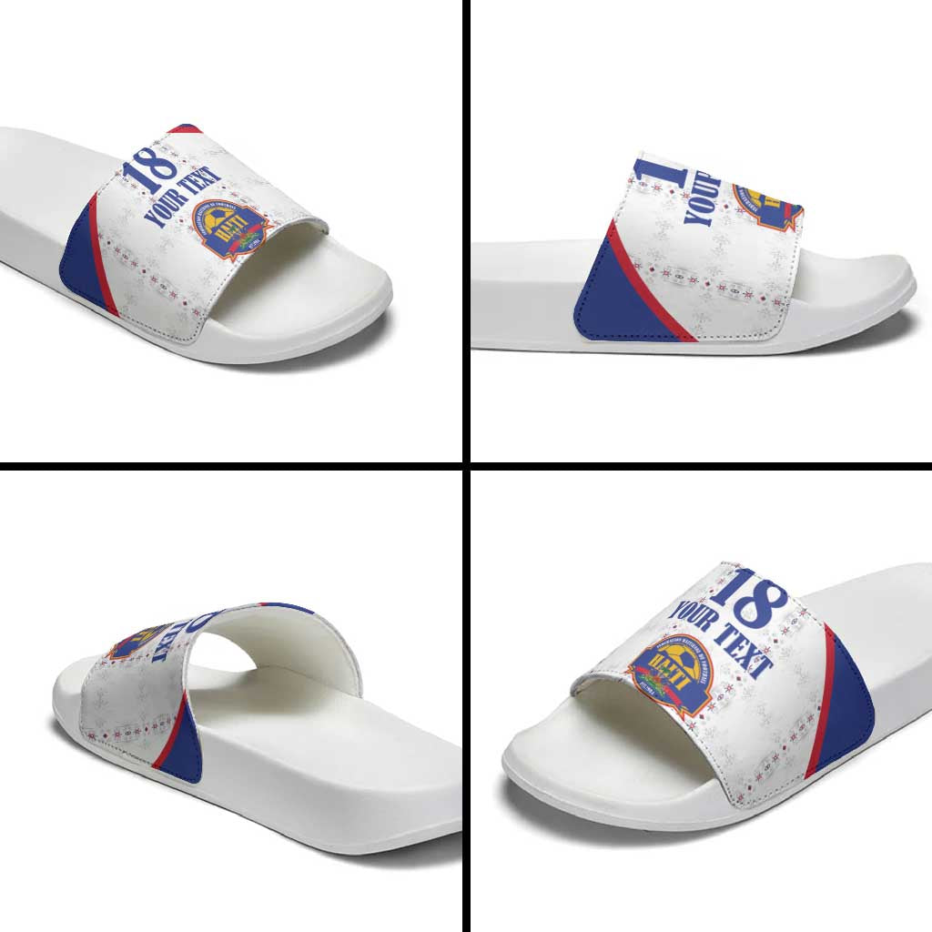 Custom Afro-Haitians Football Pride Slide Sandals Les Grenadiers Veve Vodou White Version
