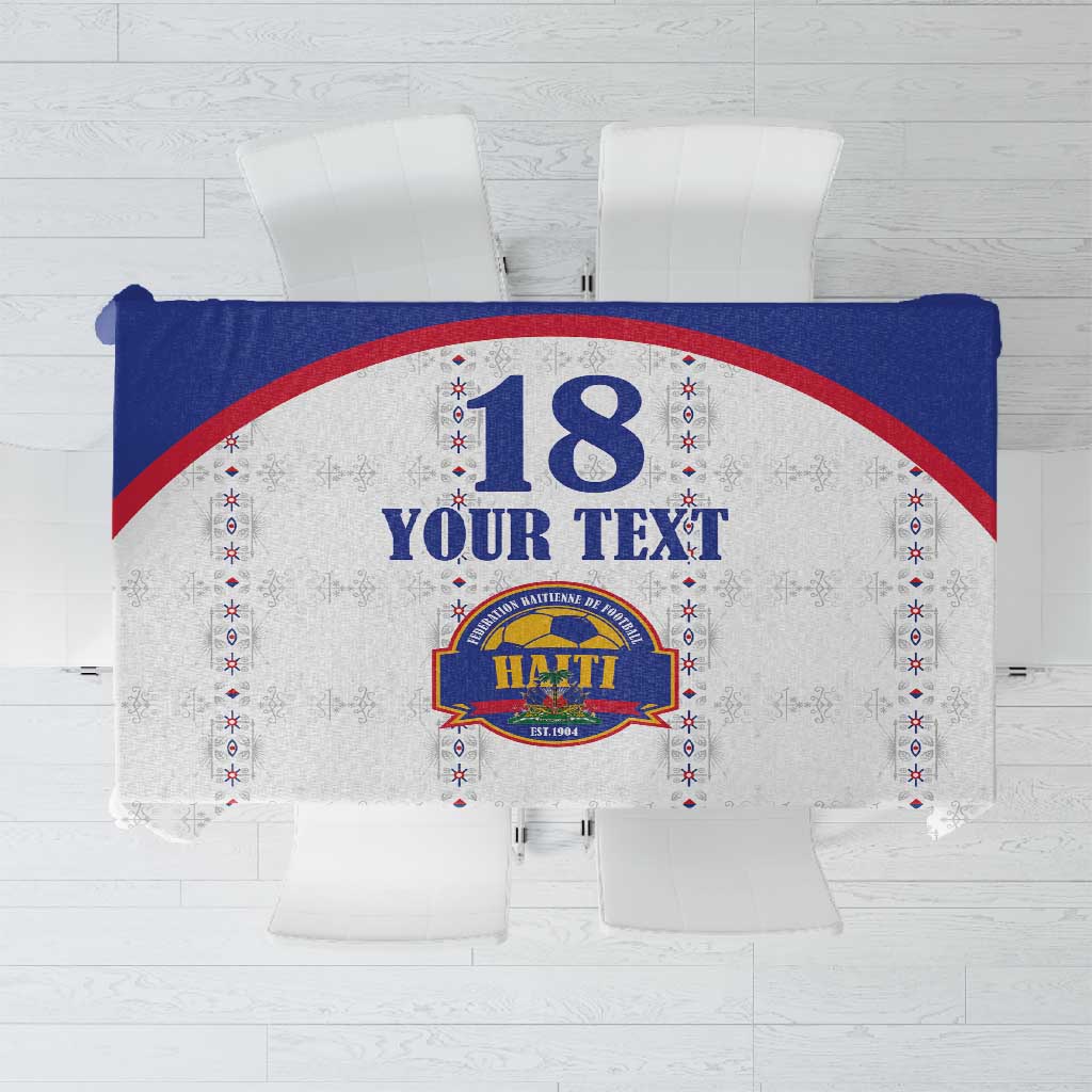 Custom Afro-Haitians Football Pride Tablecloth Les Grenadiers Veve Vodou White Version - African Pride