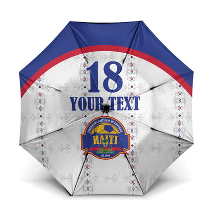 Custom Afro-Haitians Football Pride Umbrella Les Grenadiers Veve Vodou White Version
