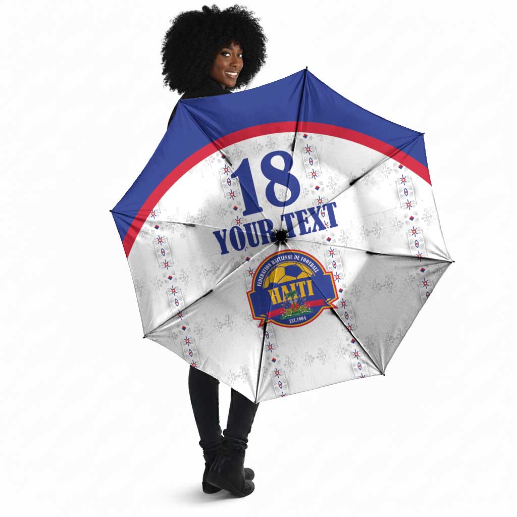 Custom Afro-Haitians Football Pride Umbrella Les Grenadiers Veve Vodou White Version