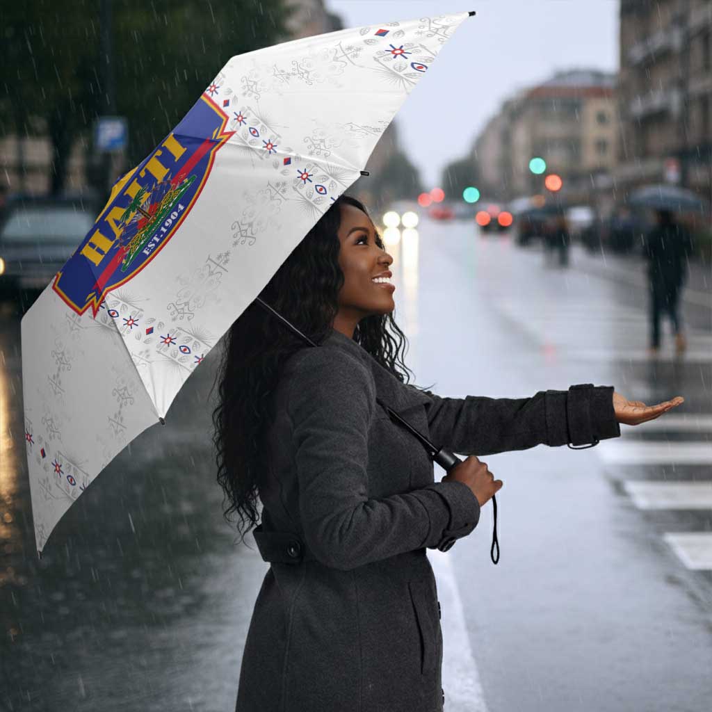 Custom Afro-Haitians Football Pride Umbrella Les Grenadiers Veve Vodou White Version